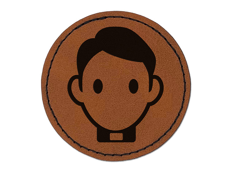 Occupation Father Priest Minister Icon Round Iron-On Engraved Faux Leather Patch Applique - 2.5"