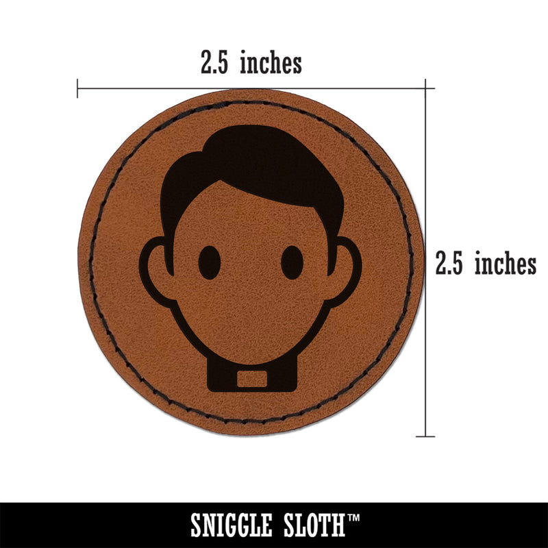 Occupation Father Priest Minister Icon Round Iron-On Engraved Faux Leather Patch Applique - 2.5"