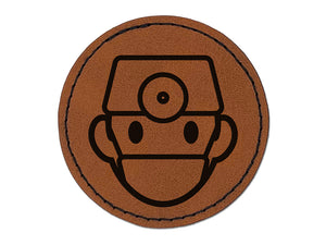 Occupation Medical Doctor Surgeon Icon Round Iron-On Engraved Faux Leather Patch Applique - 2.5"