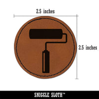 Paint Roller Painting Round Iron-On Engraved Faux Leather Patch Applique - 2.5"