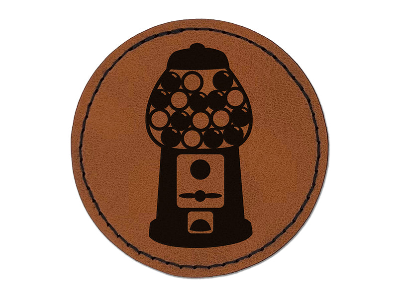 Gumball Machine Round Iron-On Engraved Faux Leather Patch Applique - 2.5"