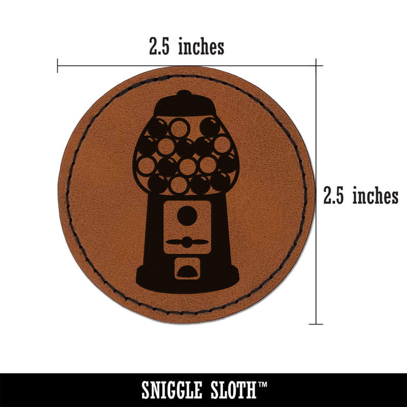 Gumball Machine Round Iron-On Engraved Faux Leather Patch Applique - 2.5"