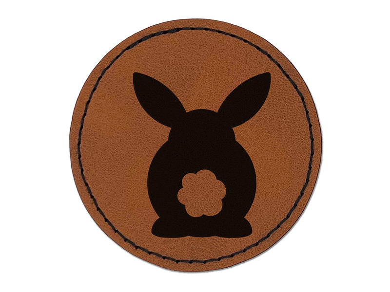 Bunny Rabbit Butt from Behind with Legs Easter Round Iron-On Engraved Faux Leather Patch Applique - 2.5"