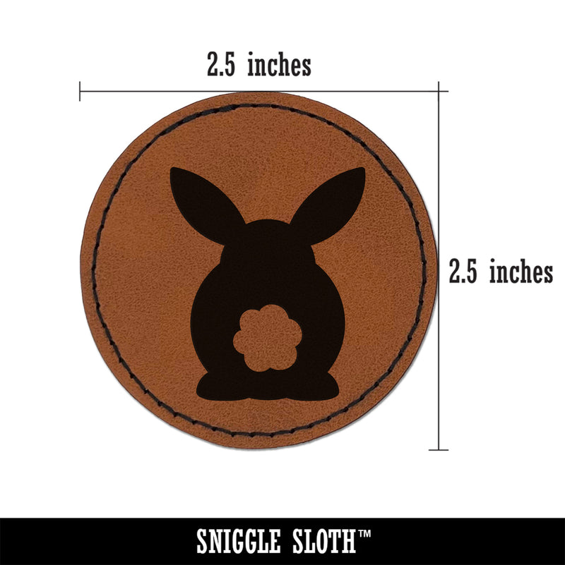 Bunny Rabbit Butt from Behind with Legs Easter Round Iron-On Engraved Faux Leather Patch Applique - 2.5"