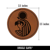 Ra Head Egyptian God of the Sun Round Iron-On Engraved Faux Leather Patch Applique - 2.5"