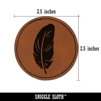 Stout Bird Feather Round Iron-On Engraved Faux Leather Patch Applique - 2.5"