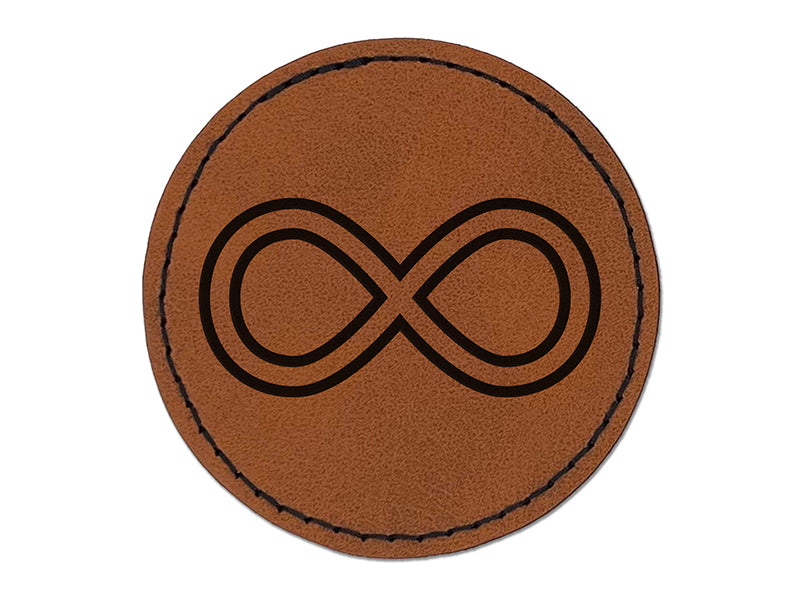 Infinity Symbol Outline Round Iron-On Engraved Faux Leather Patch Applique - 2.5"