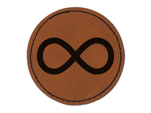 Infinity Symbol Solid Round Iron-On Engraved Faux Leather Patch Applique - 2.5"