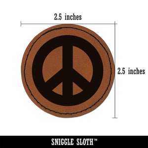 Peace Symbol Bold Round Iron-On Engraved Faux Leather Patch Applique - 2.5"