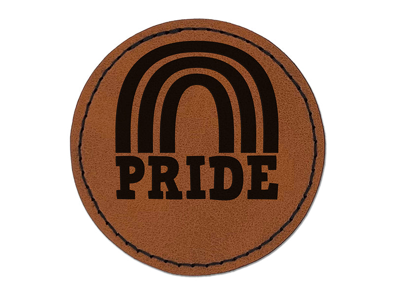 Pride Fun Rainbow LGBTQ Round Iron-On Engraved Faux Leather Patch Applique - 2.5"