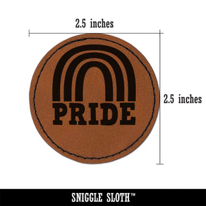 Pride Fun Rainbow LGBTQ Round Iron-On Engraved Faux Leather Patch Applique - 2.5"