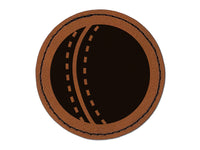 Cricket Sport Ball Round Iron-On Engraved Faux Leather Patch Applique - 2.5"