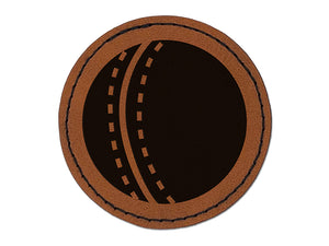 Cricket Sport Ball Round Iron-On Engraved Faux Leather Patch Applique - 2.5"