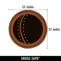 Cricket Sport Ball Round Iron-On Engraved Faux Leather Patch Applique - 2.5"