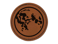 Full Moon Phase Round Iron-On Engraved Faux Leather Patch Applique - 2.5"