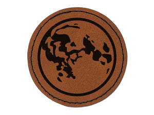 Full Moon Phase Round Iron-On Engraved Faux Leather Patch Applique - 2.5"