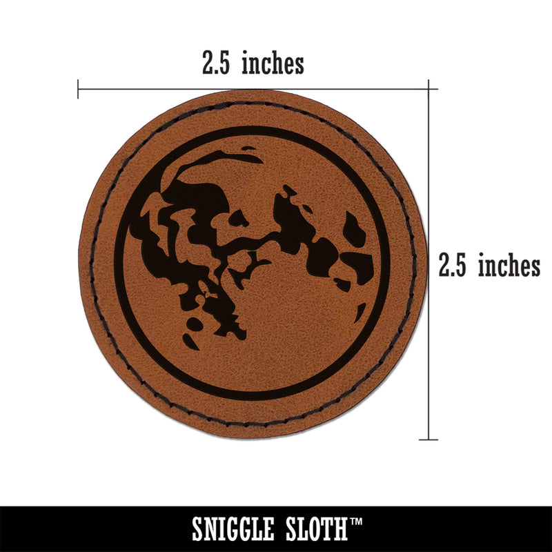 Full Moon Phase Round Iron-On Engraved Faux Leather Patch Applique - 2.5"