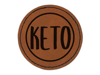 Keto Food Diet Round Iron-On Engraved Faux Leather Patch Applique - 2.5"