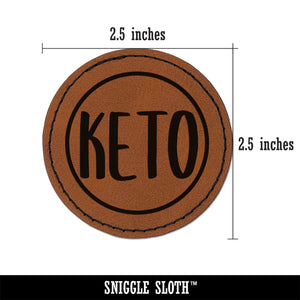 Keto Food Diet Round Iron-On Engraved Faux Leather Patch Applique - 2.5"