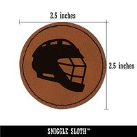 Lacrosse Helmet Round Iron-On Engraved Faux Leather Patch Applique - 2.5"