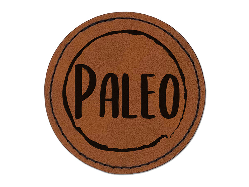 Paleo Food Diet Round Iron-On Engraved Faux Leather Patch Applique - 2.5"