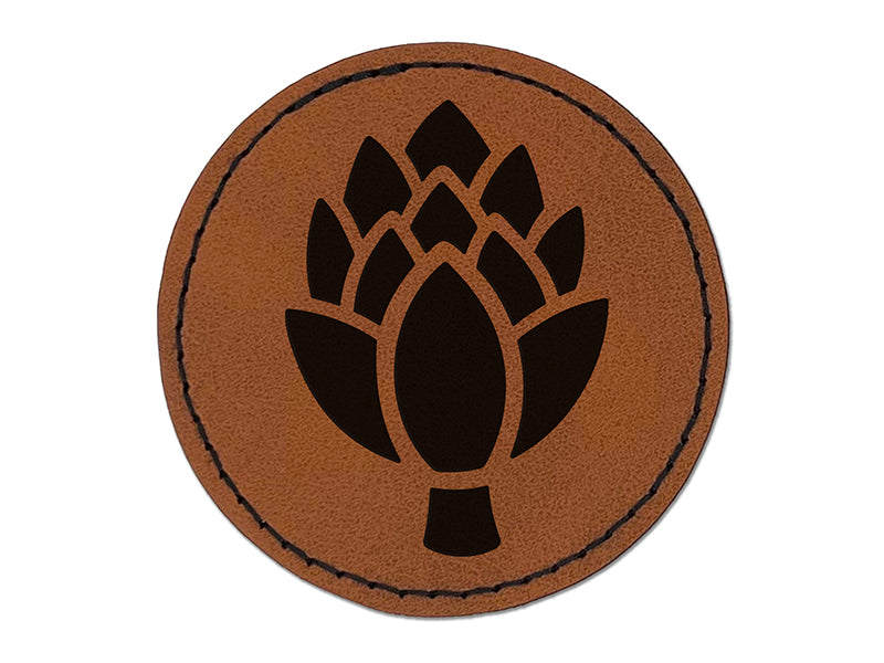 Artichoke Garden Vegetable Round Iron-On Engraved Faux Leather Patch Applique - 2.5"
