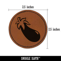 Eggplant Garden Vegetable Round Iron-On Engraved Faux Leather Patch Applique - 2.5"