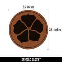 Petunia Annual Flower Round Iron-On Engraved Faux Leather Patch Applique - 2.5"