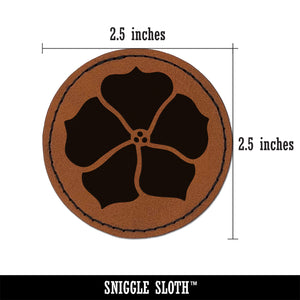 Petunia Annual Flower Round Iron-On Engraved Faux Leather Patch Applique - 2.5"