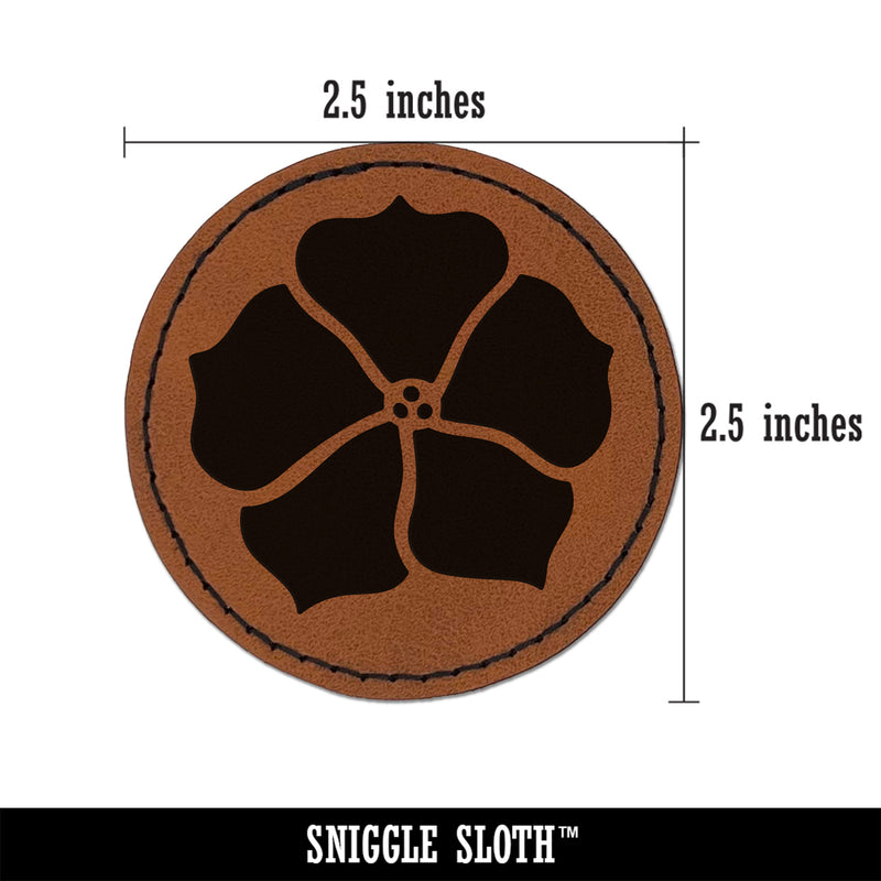 Petunia Annual Flower Round Iron-On Engraved Faux Leather Patch Applique - 2.5"