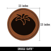 Tomato Garden Fruit Round Iron-On Engraved Faux Leather Patch Applique - 2.5"