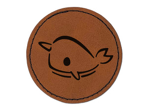 Sweet Narwhal Unicorn of the Sea Round Iron-On Engraved Faux Leather Patch Applique - 2.5"