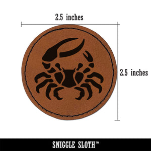 Fiddler Crab Crustacean with Large Claw Round Iron-On Engraved Faux Leather Patch Applique - 2.5"