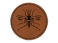 Mosquito Pest Insect Bug Round Iron-On Engraved Faux Leather Patch Applique - 2.5"
