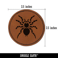Tarantula Spider Arachnid Bug Round Iron-On Engraved Faux Leather Patch Applique - 2.5"
