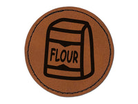 Bag of Flour Baker Baking Round Iron-On Engraved Faux Leather Patch Applique - 2.5"