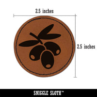 Bunch of Olives Round Iron-On Engraved Faux Leather Patch Applique - 2.5"