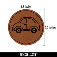 Cute Car Round Iron-On Engraved Faux Leather Patch Applique - 2.5"