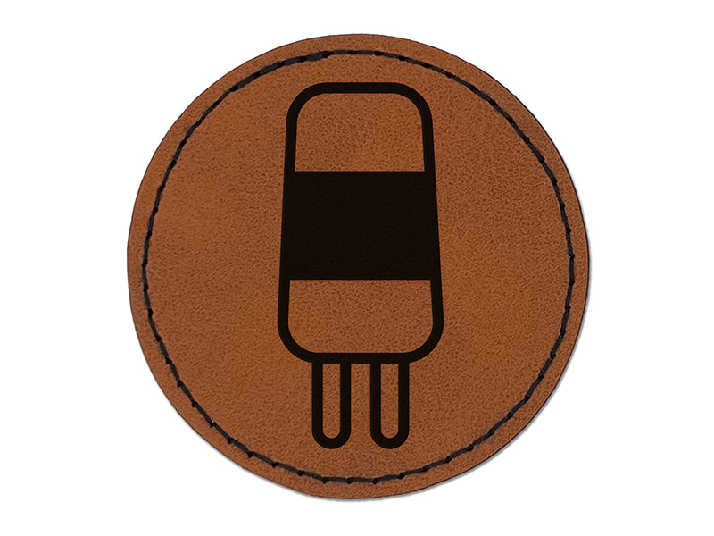 Layered Ice Cream Bar Frozen Treat Popsicle Round Iron-On Engraved Faux Leather Patch Applique - 2.5"