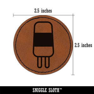 Layered Ice Cream Bar Frozen Treat Popsicle Round Iron-On Engraved Faux Leather Patch Applique - 2.5"