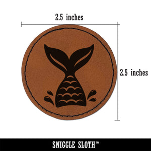 Mermaid Tail Round Iron-On Engraved Faux Leather Patch Applique - 2.5"