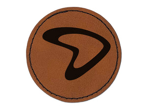 Retro Boomerang Round Iron-On Engraved Faux Leather Patch Applique - 2.5"