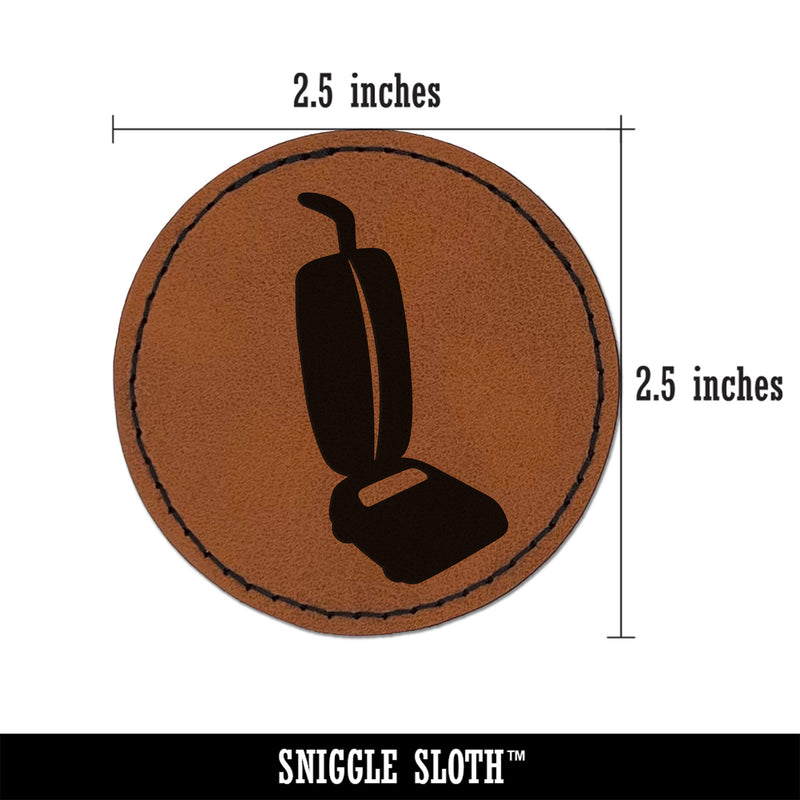 Upright Vacuum Cleaner Cleaning Round Iron-On Engraved Faux Leather Patch Applique - 2.5"