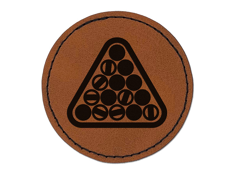 Billiards Balls Pool Table Round Iron-On Engraved Faux Leather Patch Applique - 2.5"