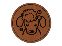 Dog Wash Bubble Bath Round Iron-On Engraved Faux Leather Patch Applique - 2.5"