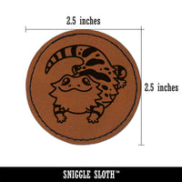 Fat Cute Bearded Dragon Lizard Reptile Round Iron-On Engraved Faux Leather Patch Applique - 2.5"