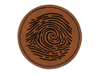 Finger Print Fingerprint Round Iron-On Engraved Faux Leather Patch Applique - 2.5"