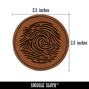 Finger Print Fingerprint Round Iron-On Engraved Faux Leather Patch Applique - 2.5"