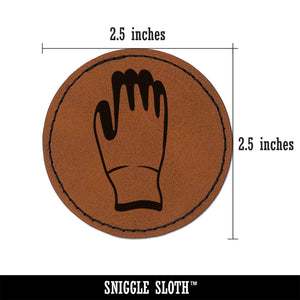 Garden Glove Gardening Work Round Iron-On Engraved Faux Leather Patch Applique - 2.5"