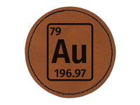 Gold Periodic Table of Elements Science Chemistry Round Iron-On Engraved Faux Leather Patch Applique - 2.5"